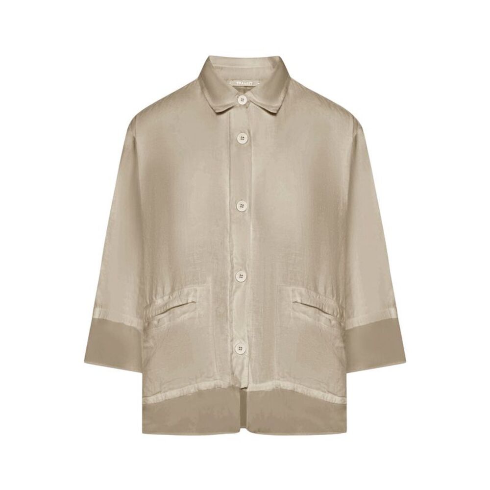 Transit Women 3/4 Sleeve Linen Shirt With Georgette Inserts